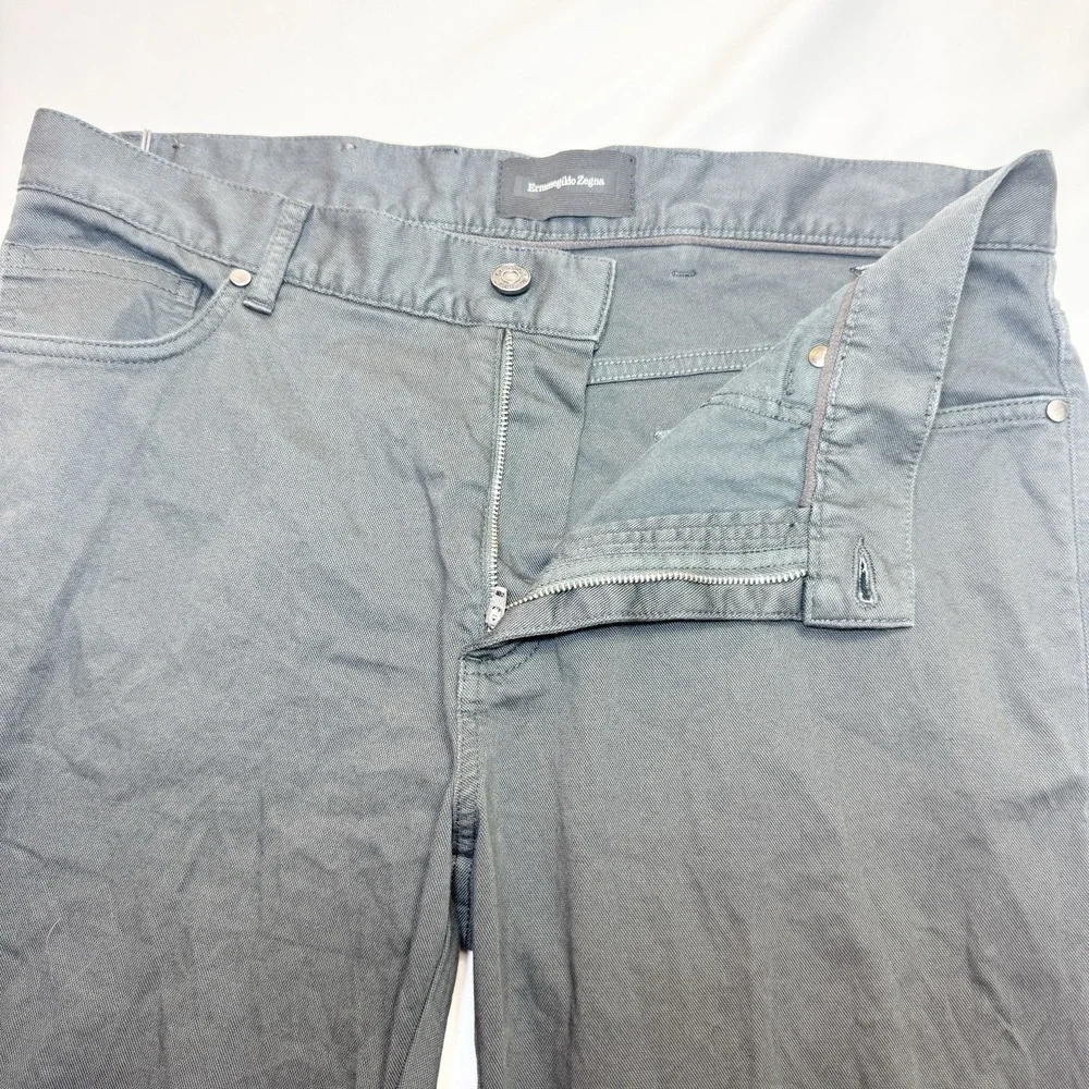 Ermenegildo Zegna City Fit Stretch Cotton Pants Mens 35x34.5 Gray 5 Pocket Jeans